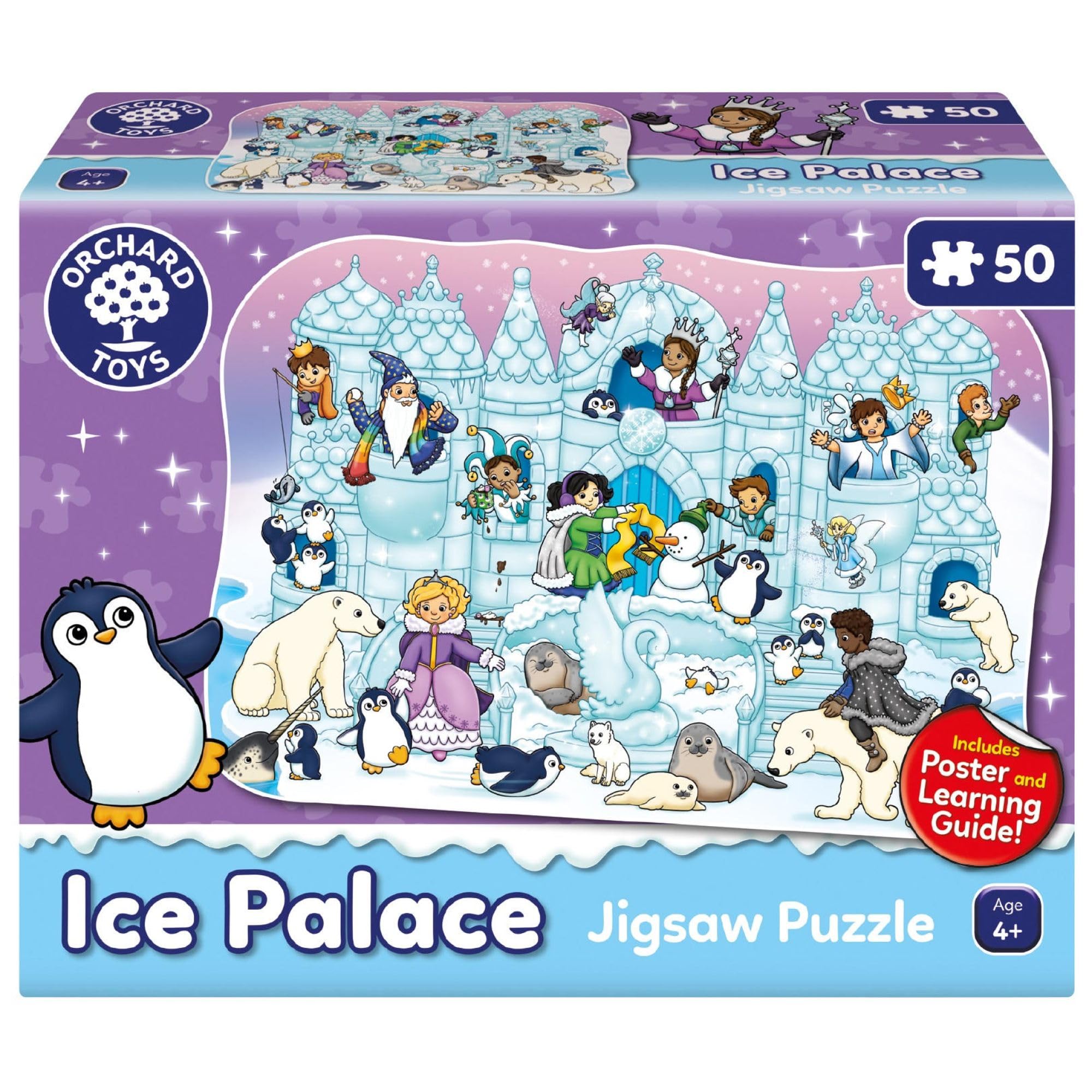 Orchard Toys Ice Palace Jigsaw Puzzle Age 4+, 50-Piece Puzzle, Include Poster and Educational Learning, Perfect for Ages 4+, Develops Hand-Eye Coordination