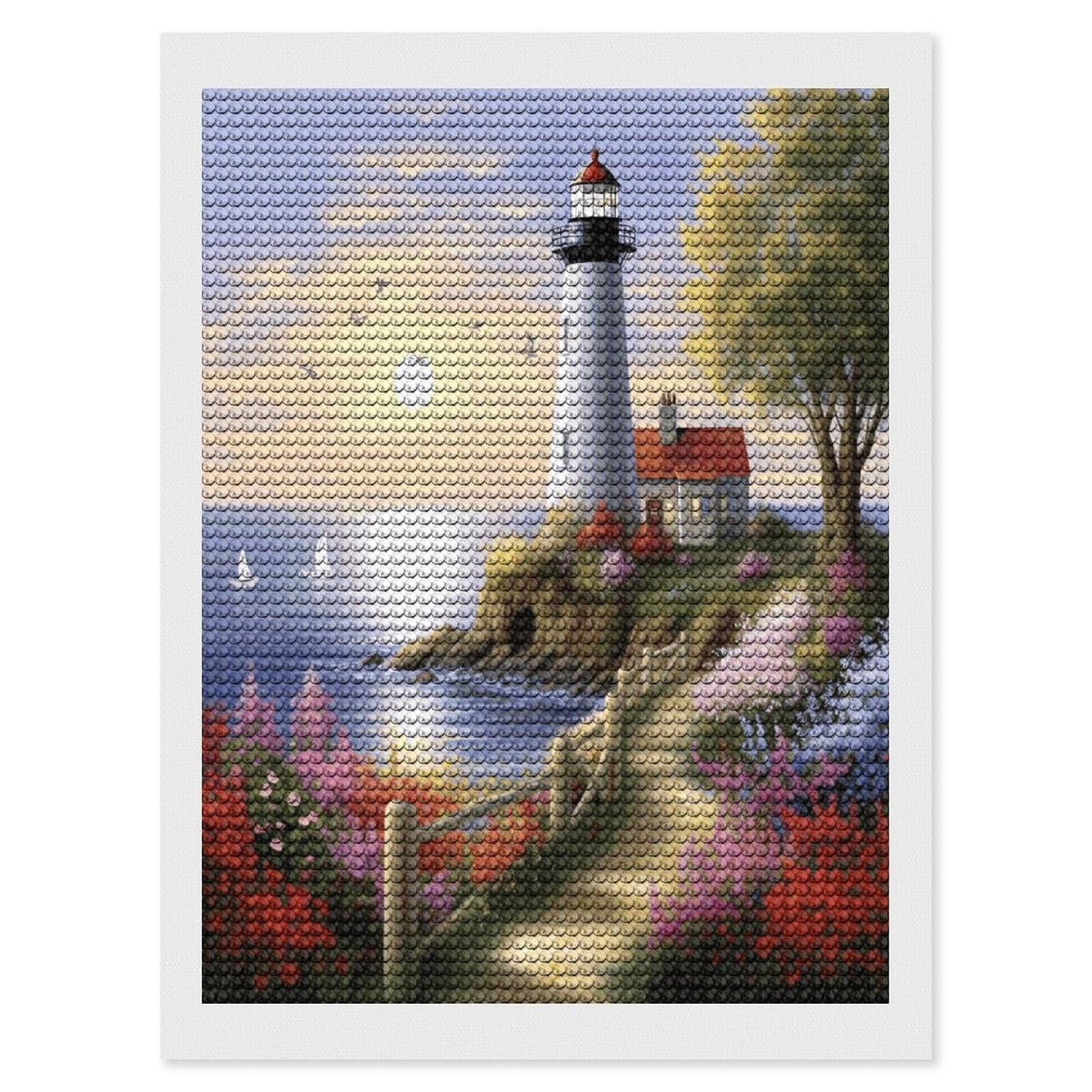 VstaDank Lighthouse Diamond Painting Diamond Painting Kits Exquisite DIY Full Round Drill Diamond Dots Painting for Adults Beginner Diamond Photo Paint with Diamond Picture Art Wall Decor 12"x16"