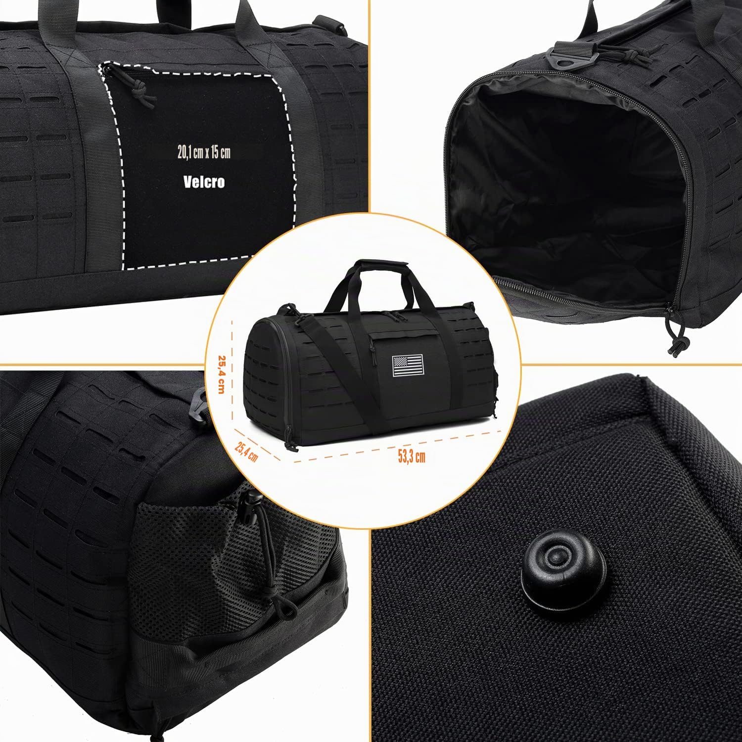 QT&QY 40L Borsa Tattica Militare per Uomini - Duffle Sportiva da Palestra, Fitness, Viaggio con Scomparto per Scarpe - Ideale per Pallacanestro, Calcio, Weekender