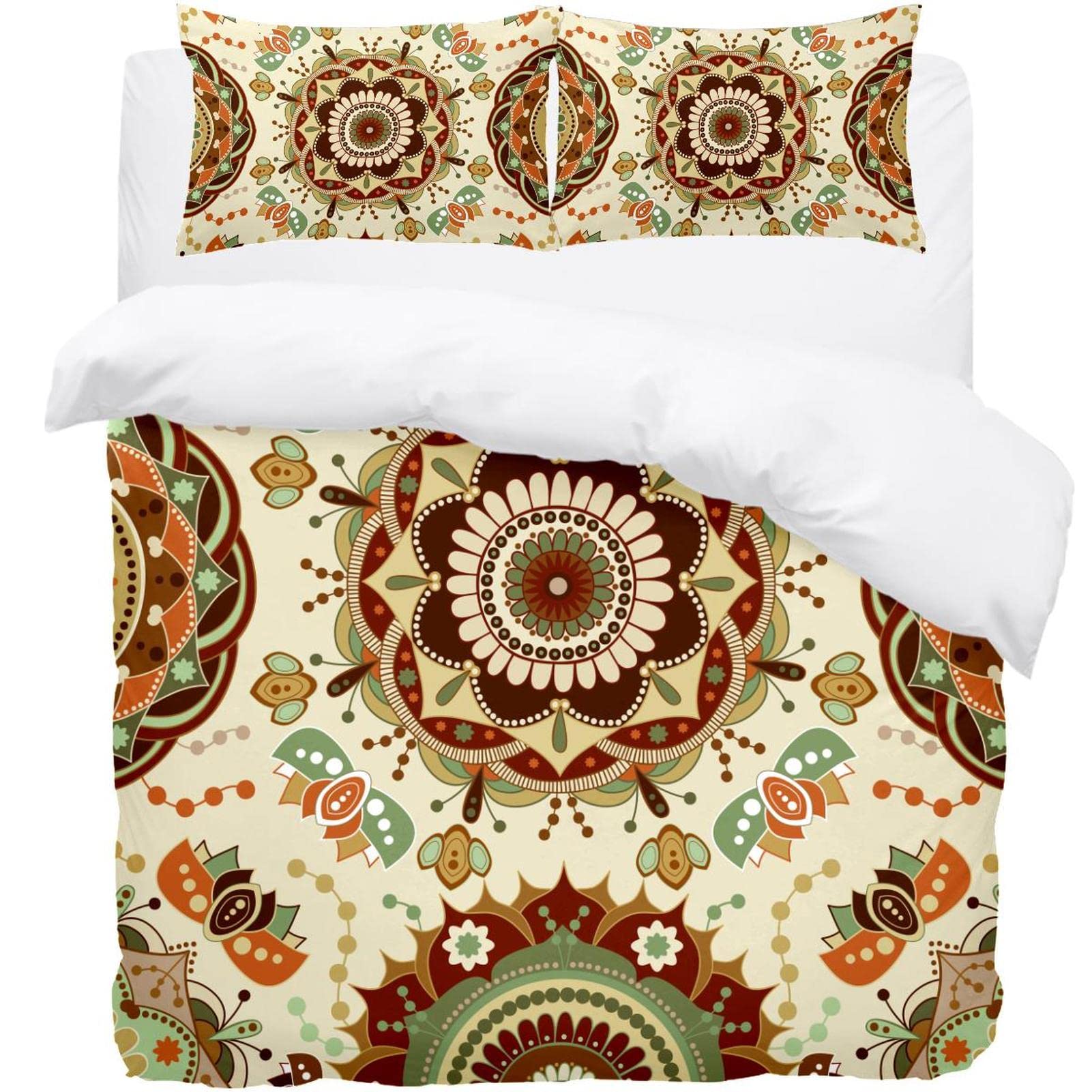 Housse de couette mandala floral rétro pour des nuits douces enveloppées de poésie