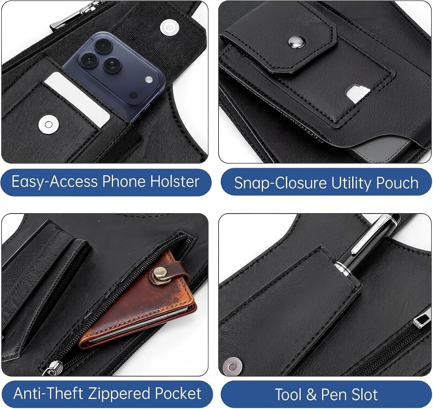 Double Shoulder Armpit Bag, 2026 Men Anti-Theft Underarm Pouch With Adjustable Strap, Hidden Phone Wallet Pocket, Lightweight Carrier For Travel & Daily