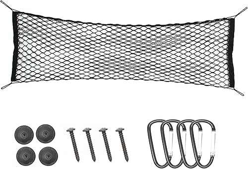 Miniatura 1 de Red de carga para caja de camioneta de 47 x 15.7 pulgadas, ajustable, elástica, organizadora, para GMC Chevy Ford, Toyota, Ram con 4 ganchos, 4
