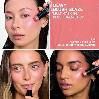 Nudestix Nudies Bloom All Over Dewy Color 3-in-1 Cream Blush Stick for Cheeks, Eyes & Lips with Built-In Brush | Sheer, Glossy Finish | Vegan, Long-Wear, Multi-Use Makeup