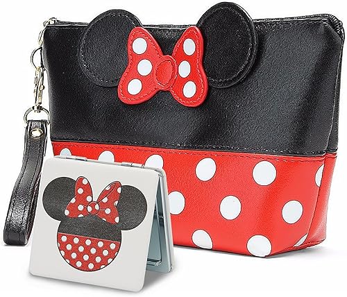 JAMNSY Bolsa de maquillaje para bolso, bolsa de aseo de viaje de cuero, bonita bolsa portátil con cremallera para mujeres y adolescentes, grandes