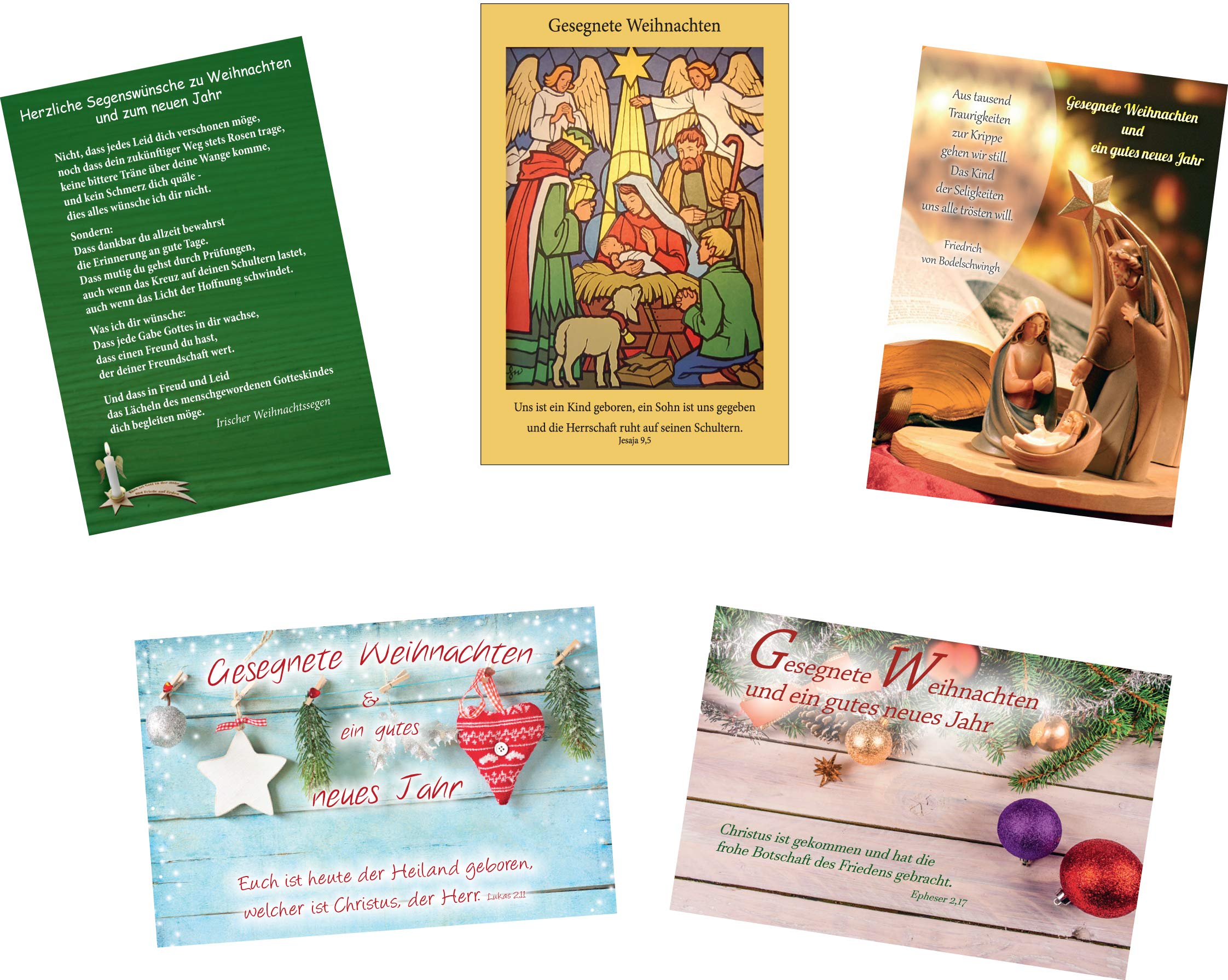 Kollektion Reuter Set of 10 postcards; 5 different Christmas postcards with Bible Verse (2 of each design), 42-1102
