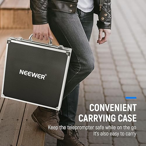 Miniatura 8 de NEEWER Teleprompter de aluminio X12 con control remoto RT-110 (conectado a través de Bluetooth en la aplicación NEEWER Teleprompter) y funda de