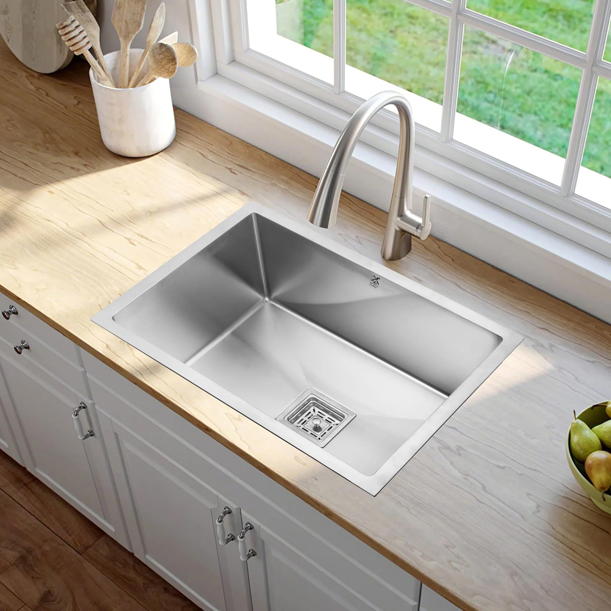 STT PLUMBER 21 * 18 * 10 SP-SB03M 202 GRADE STAINLESS STEEL KITCHEN SINK