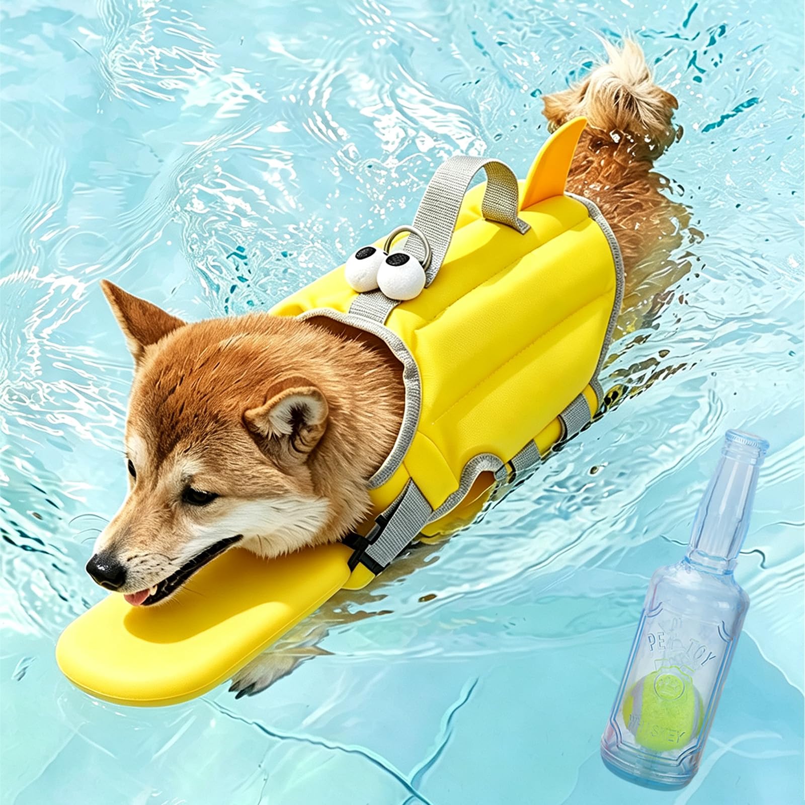 Dog Life Jacket, High Buoyancy Dog Swim Vest with Chin Rest&Handle，A-1：M