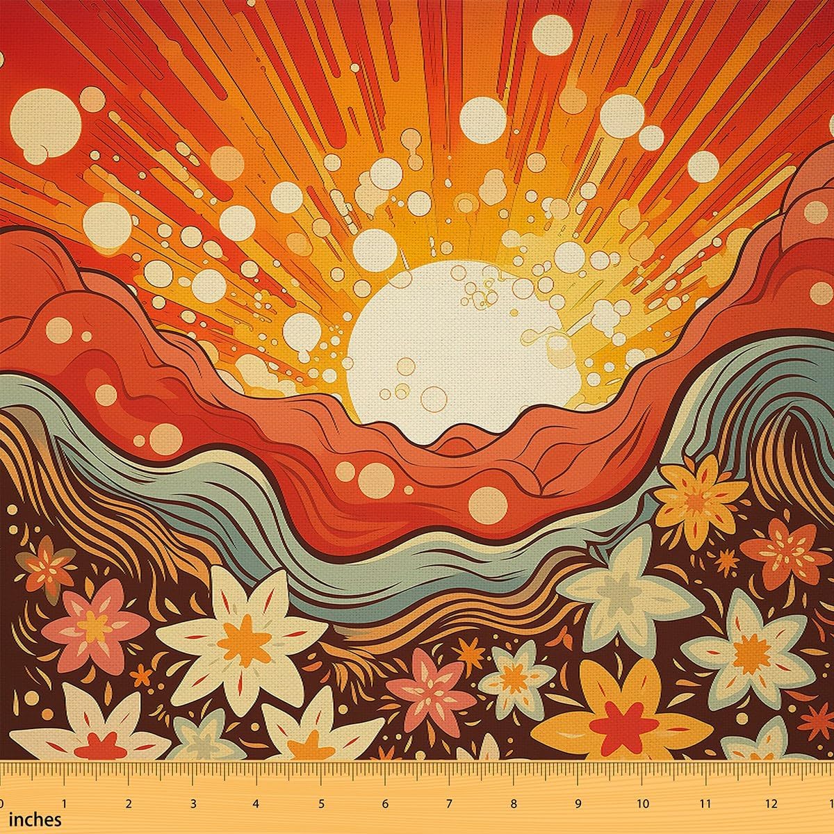 Erosebridal 70s 80s Floral Fabric by The Yard,Groovy Flowers Upholstery Fabric,Tropical Plant Decorative Fabric,Watercolor Abstract Indoor Outdoor Fabric for Craft Patchwork,Orange Purple,3 Yards