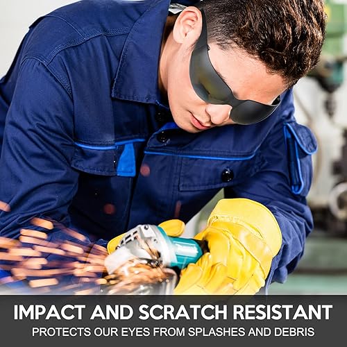 Miniatura 5 de Paquete de 48 gafas de seguridad transparentes a granel, gafas de protección para los ojos teñidas negras, antipolvo, impactos, resistentes a los