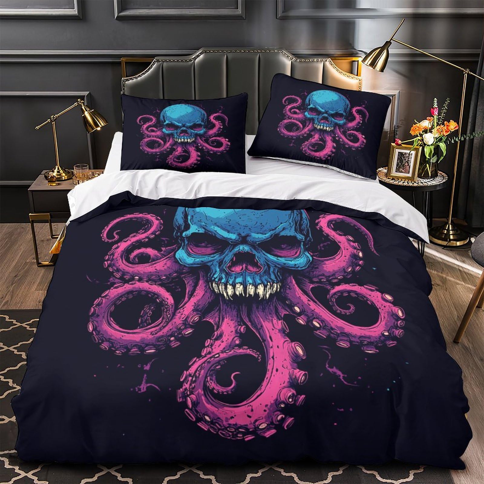 Parure de lit crâne punk 220x240 en microfibre