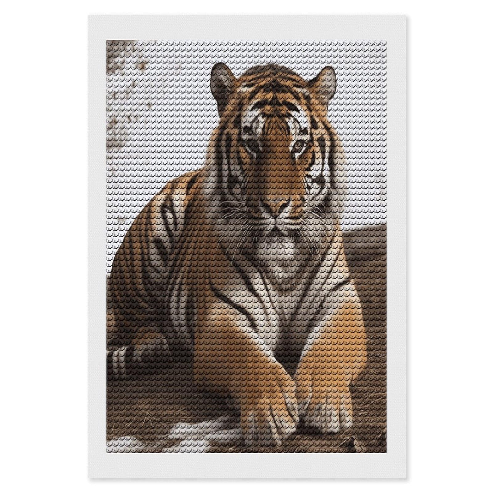 FekiLoot Big Tiger Diamond Art Kits for Adults Diamond Painting Kits for Beginners DIY Diamond Art Kits Round Full Drill Diamond Dot Gem Painting for Home Wall Decor Gift 8"x12"