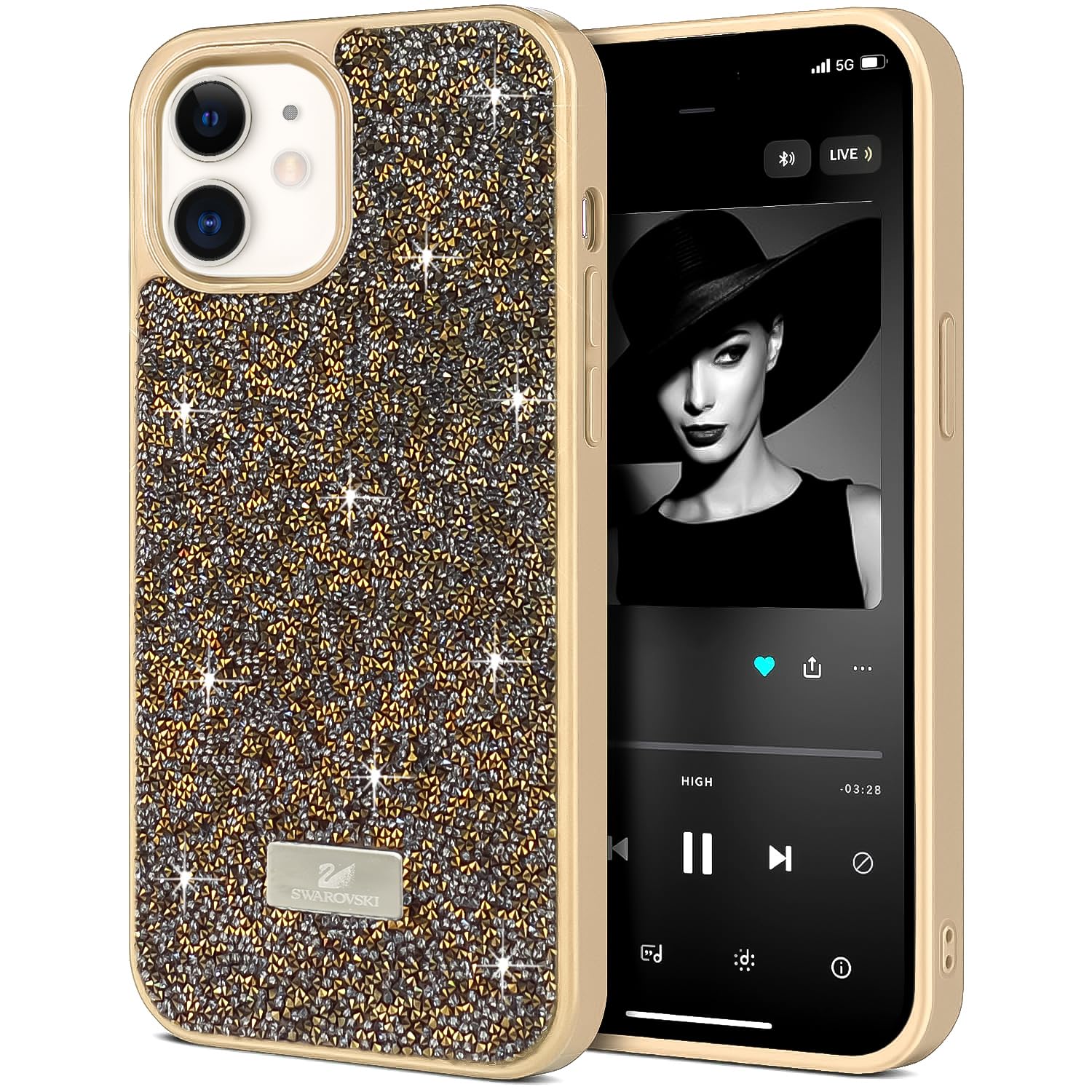 Dl3 Mobilak Case For iPhone 12 Pro Case Glitter, Sparkle Diamond Crystal Bling Case with Bling, Ultra Thin Lightweight Full Body Shockproof Anti-Scratch Protective Cover