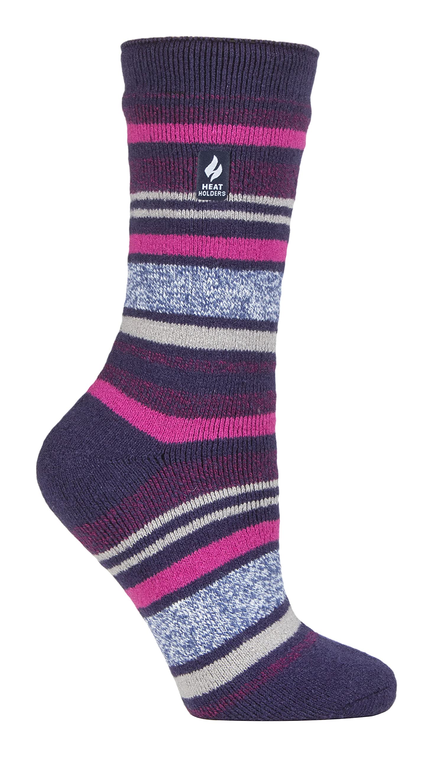 Heat Holders Women's Blue Ribbocn (Antalya) Lite - Insulated Thermal Socks | Multiple Designs Including Argyle Stripes Hearts Stars | Warm Socks For Winter (4-7, )
