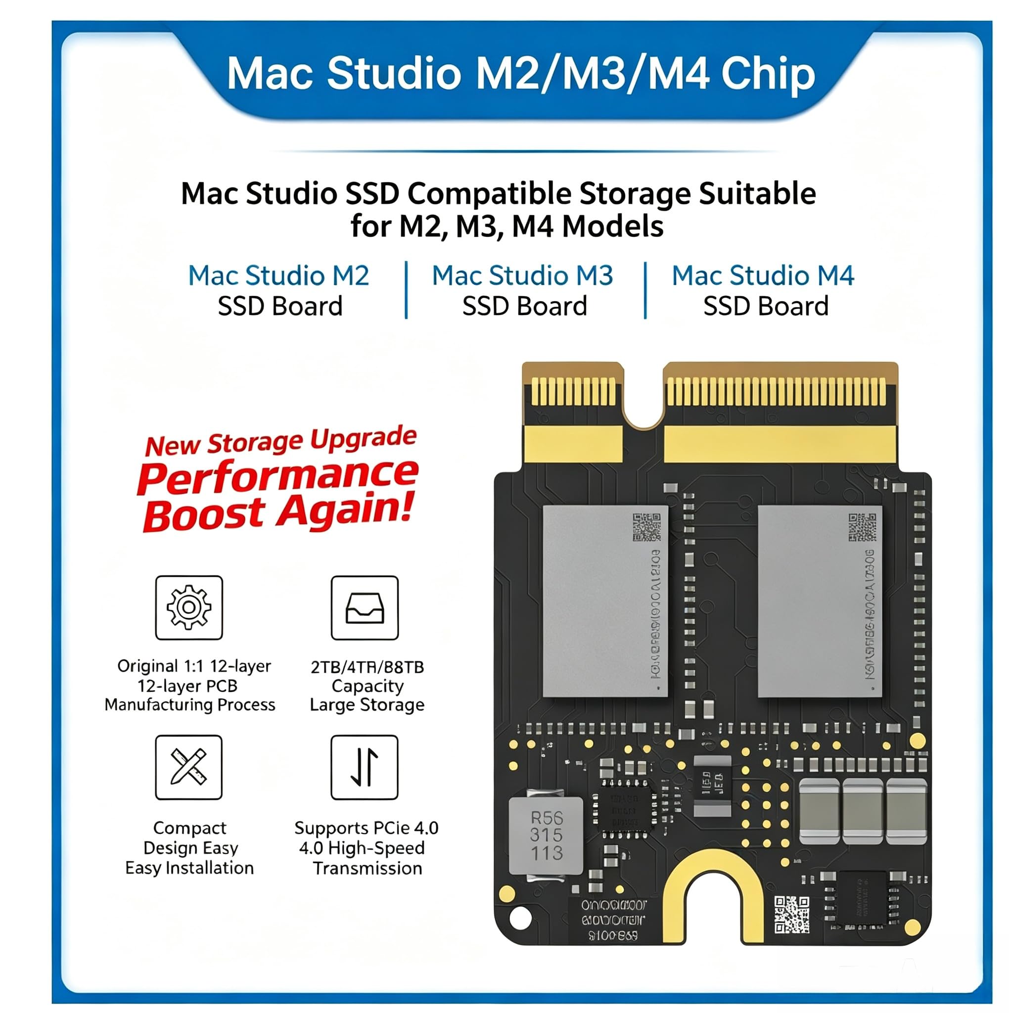 Mac sutdio M1/M2/M3/M4 SSDWewnętrzny dysk twardy, odpowiedni do 2 TB, 4 TB, 8 TB Ultra/Max, ulepszenie pojemności, oryginalny zestaw obwodów drukowanych PCB, studio, łatwa aktualizacja dla