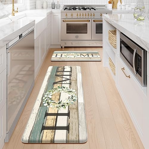 Miniatura 9 de KIMODE 2 tapetes de cocina, acolchados antifatiga, alfombras y tapetes de cocina de granja, antideslizantes, impermeables, para piso, tapete de