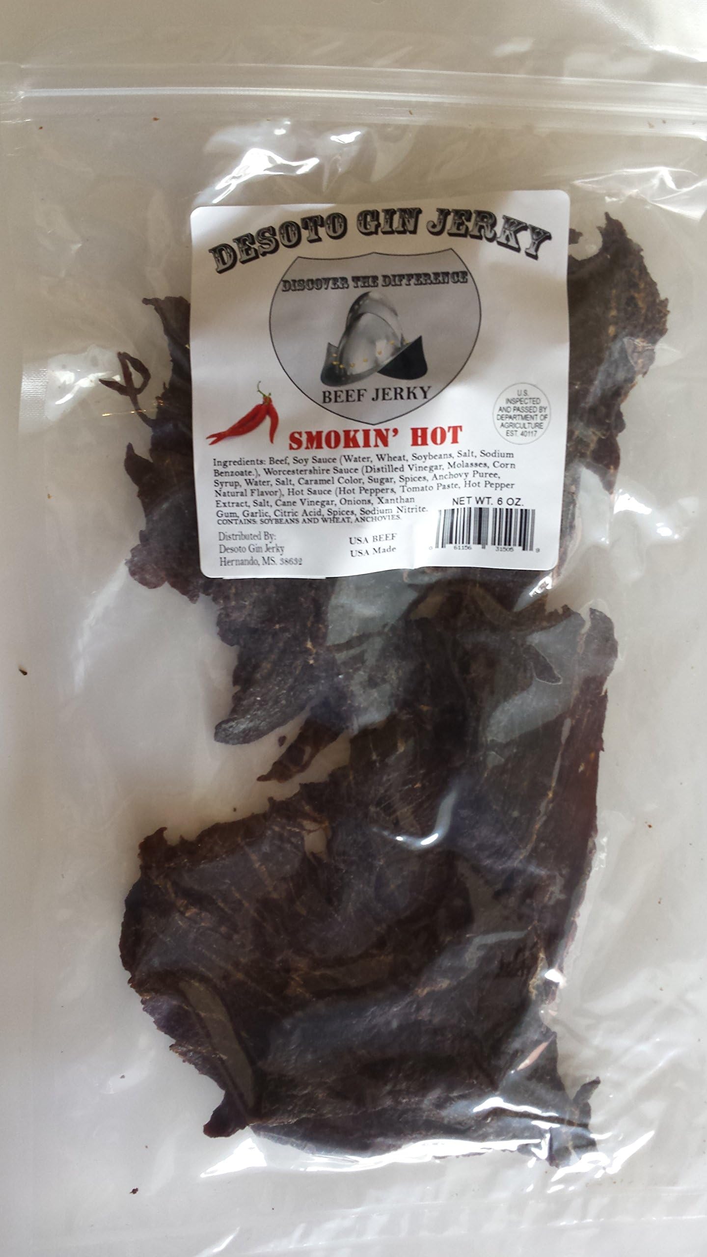 Desoto Beef Jerky (Smokin' Hot, 6oz)