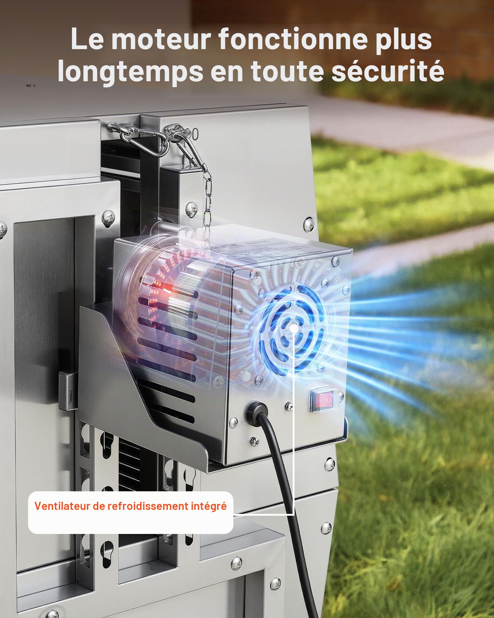 VEVOR Barbecue à Charbon Chargeant 60 kg, Barbecue Rôtissoire avec Roues, Kit de Tournebroche Électrique 38 W, 4 Niveaux de Hauteur, Broche en Acier Inoxydable, pour Agneau Porcelet, Extérieur
