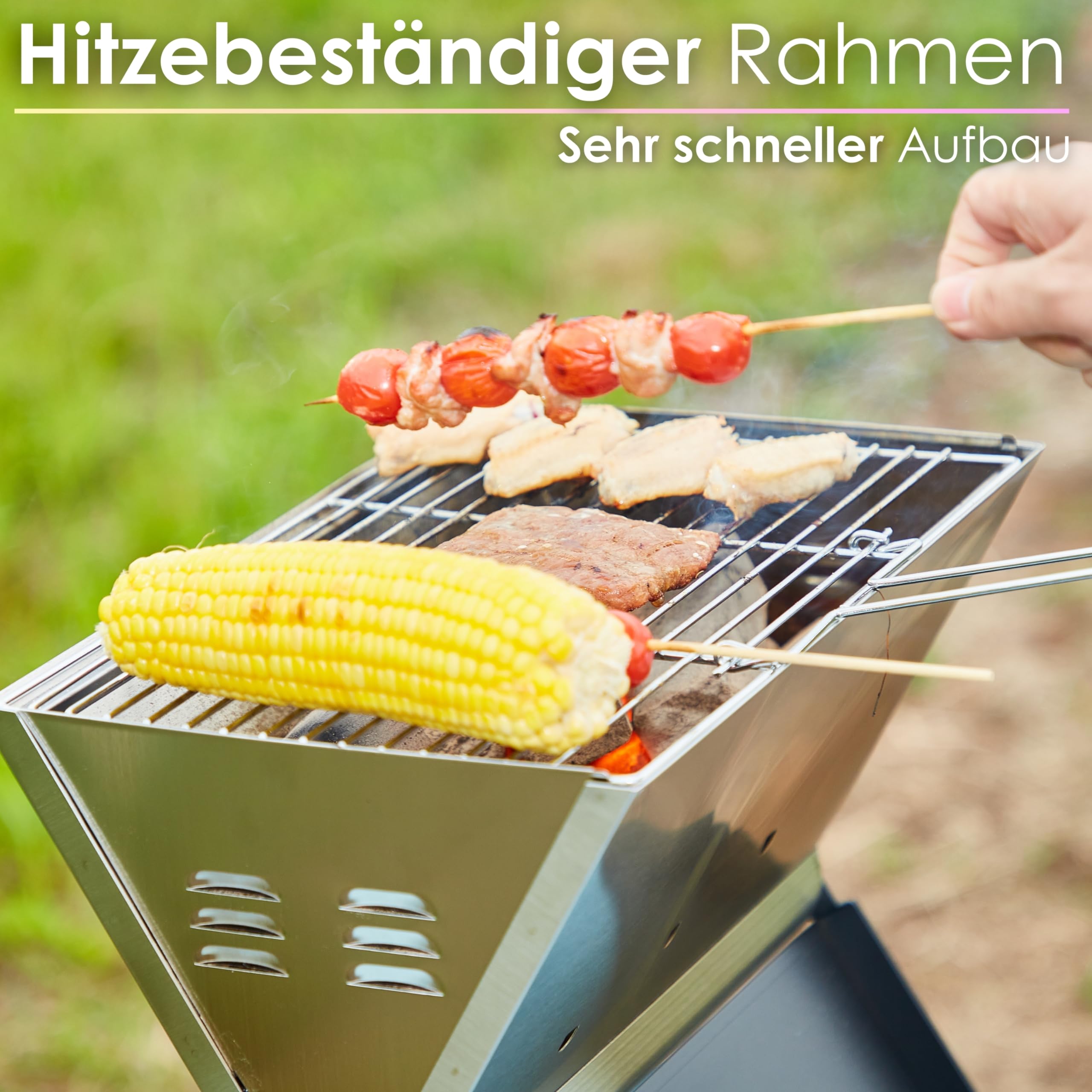 Steinborg Klappgrill | Laptopgrill | Campinggrill | Blitzschneller Aufbau | Hitzebeständiger Rahmen | Große Lüftungsschlitze | Holzkohlegrill | Kohlegrill | Geringes Gewicht | Geeignet für Holzkohle