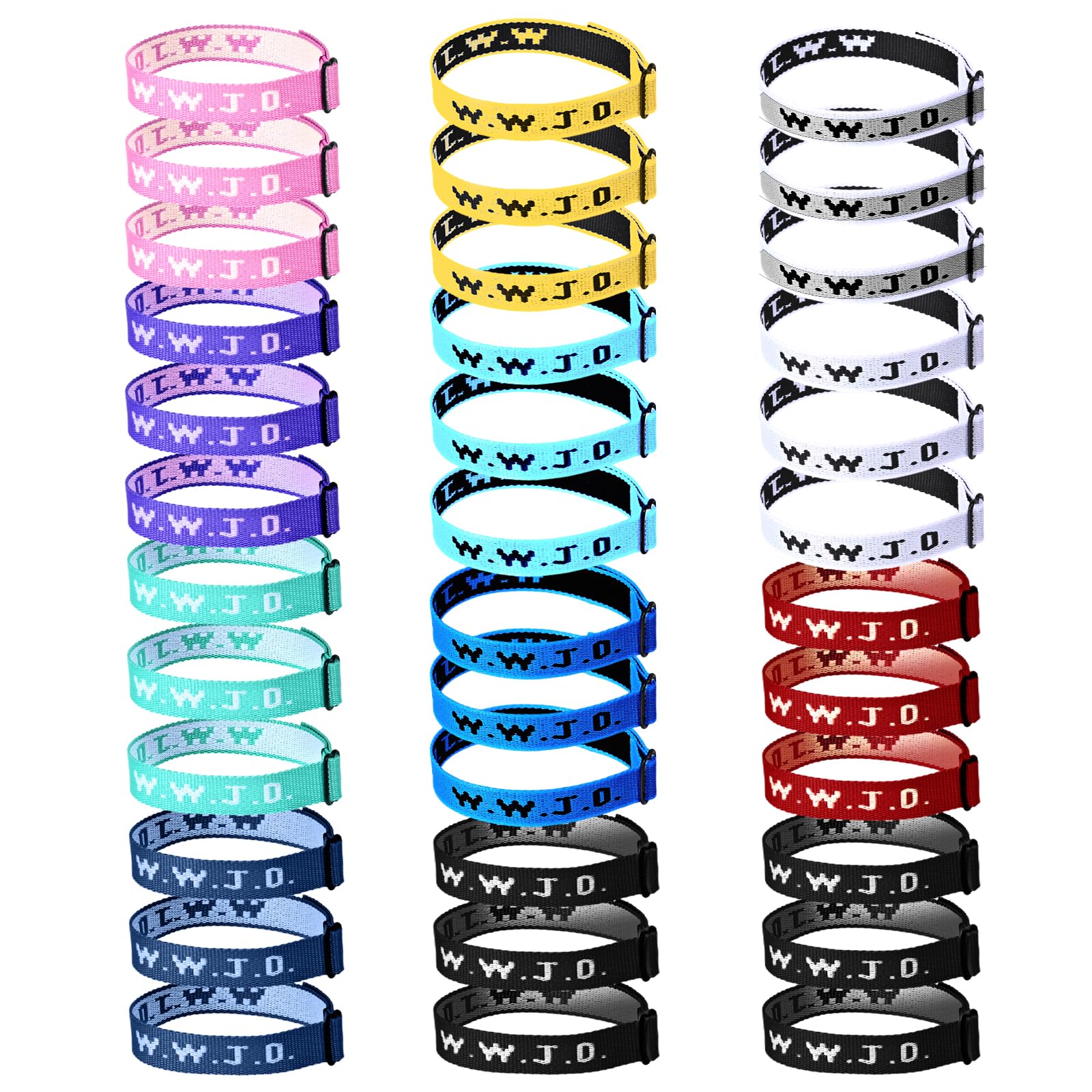 12/24/36/60PCS WWJD Bracelets, Adjustable Handmade Colorful What Wound Jesus Do Bracelets Bulk, Sewn Webbing Inspirational Christian Wristbands