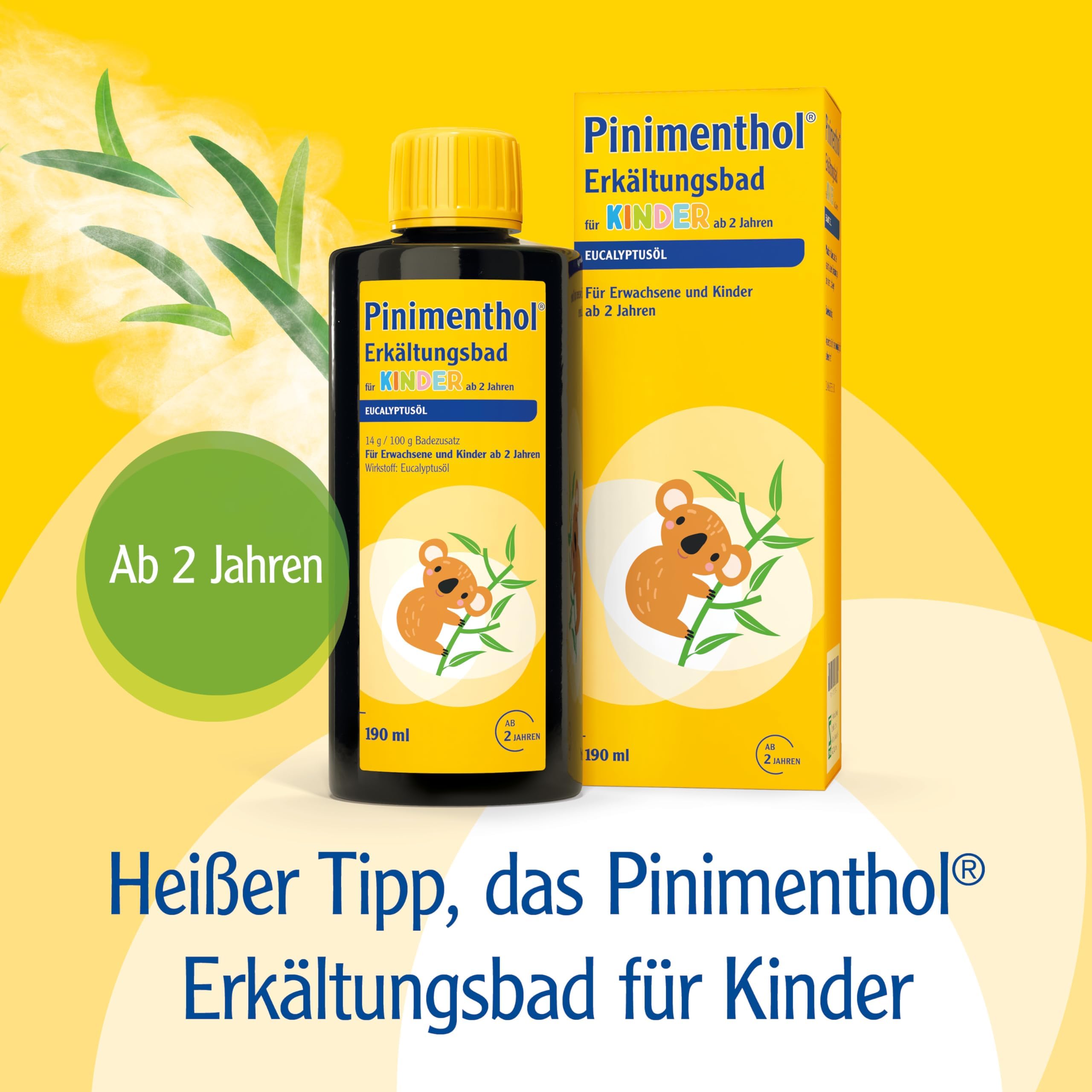 Pinimenthol Erkältungsbad | 2 x 1000 ml | Badezusatz mit ätherischen Ölen | Eucalyptusöl, Menthol & Campher wirken befreiend bei Erkältung | Erkältungsbad für alle ab 12 Jahren | Löst Schleim & lindert Husten mit Eucalyptusöl, Levomenthol & Campher, befre
