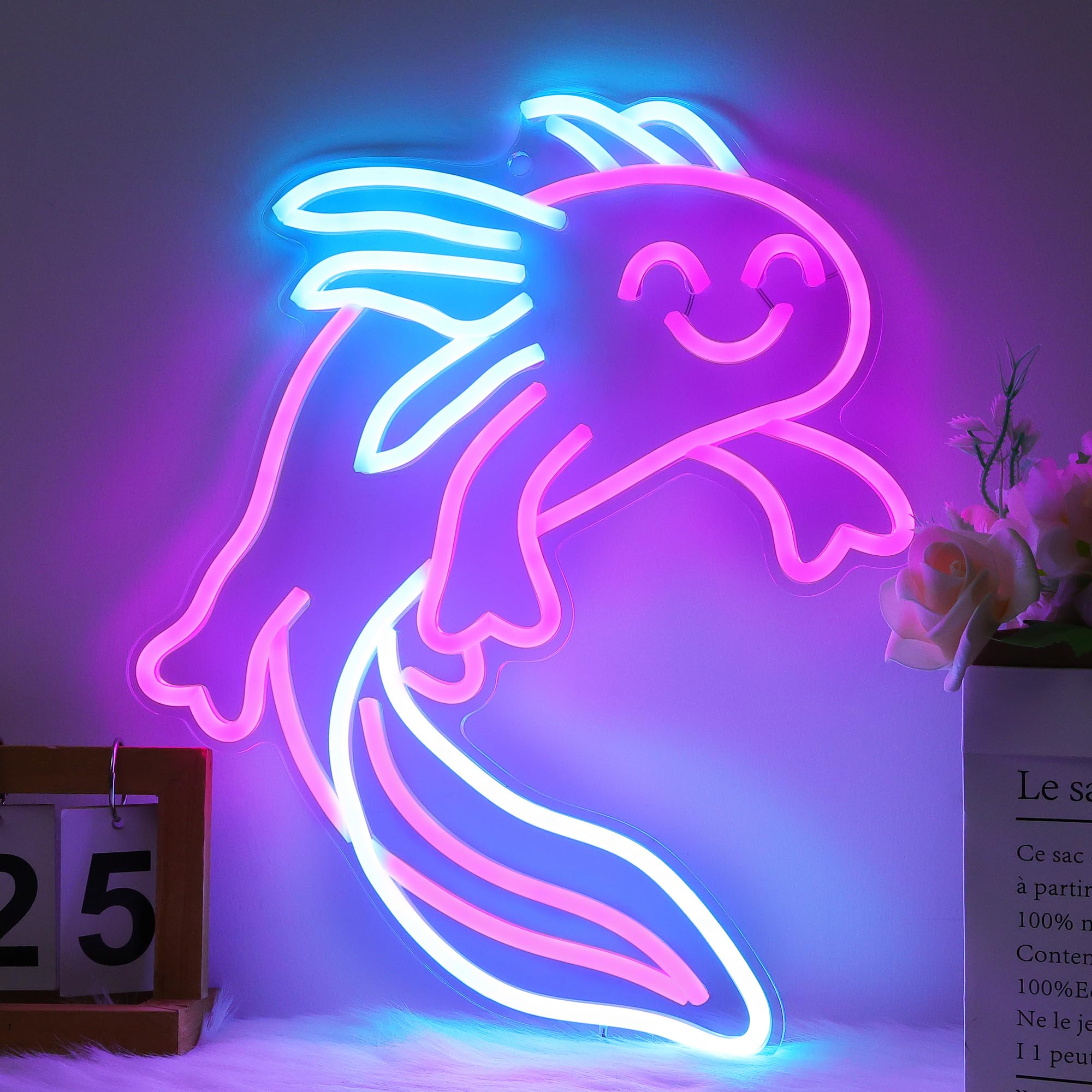 Axolotl Gift, Ammonite Axolotl Neon Sign, LED Neon Lights for Room Wall Decor Art for Kids Birthday Gifts, Axolotl Gift for Anniversary and Boyfriend Birthday