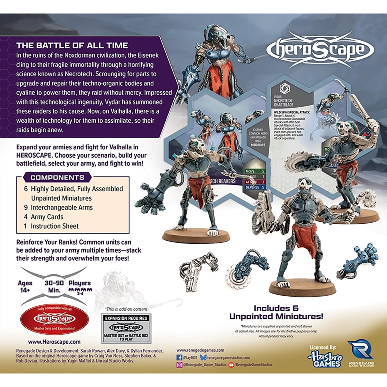 Renegade | Heroscape Age Of Annihilation: Necrotech Reavers | Rozszerzenie Armii, Kompatybilne Z Heroscape, 6 Figurek, 9 Wymiennych Ramion, 4 Karty Armii | 2-4 Graczy | 60-120 Minut