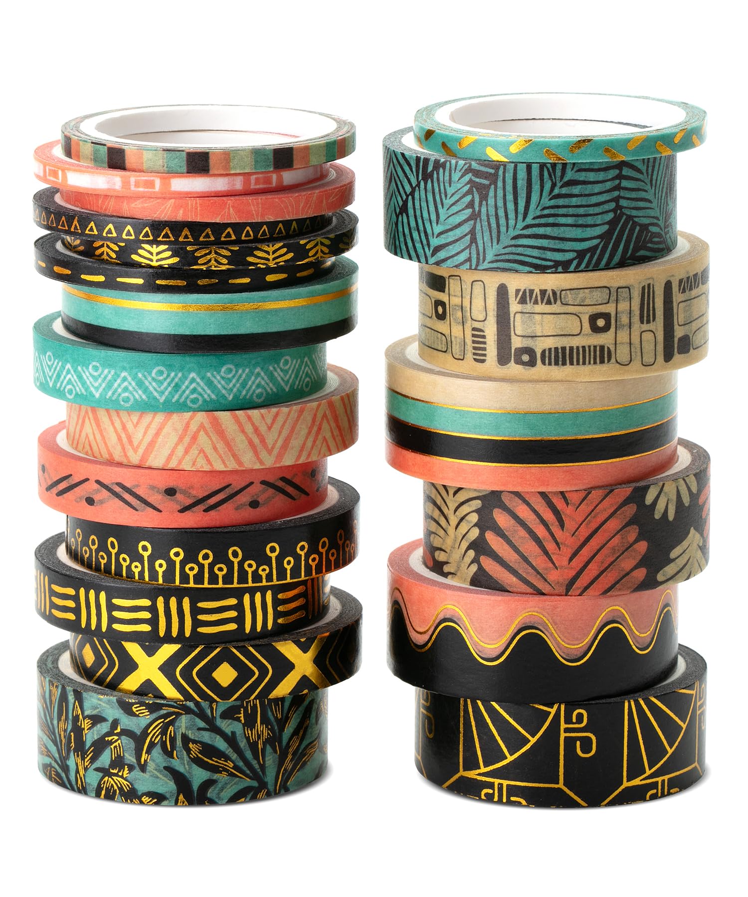 Mr. Pen- Washi Tape Set, 21 Rolls, Ethnic Elegance Design, Decorative With Measure Tape, Scrapbook Washi for Journaling, Craft