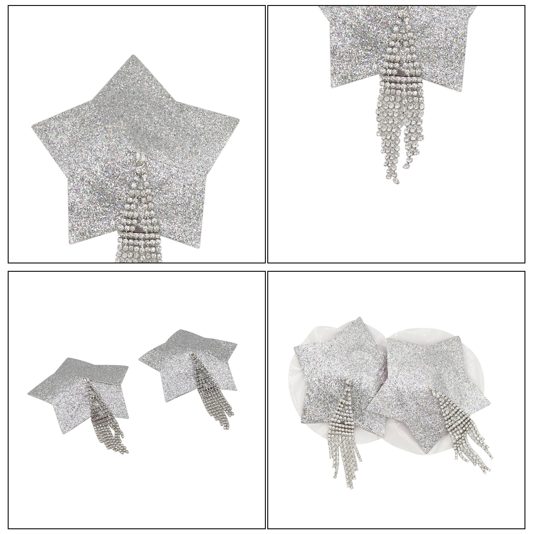 Reusable Silicone Sequin Adhesive Nipple Cover Pasties Bra with Tassel Star Pasties Adhesive Nipple Cover