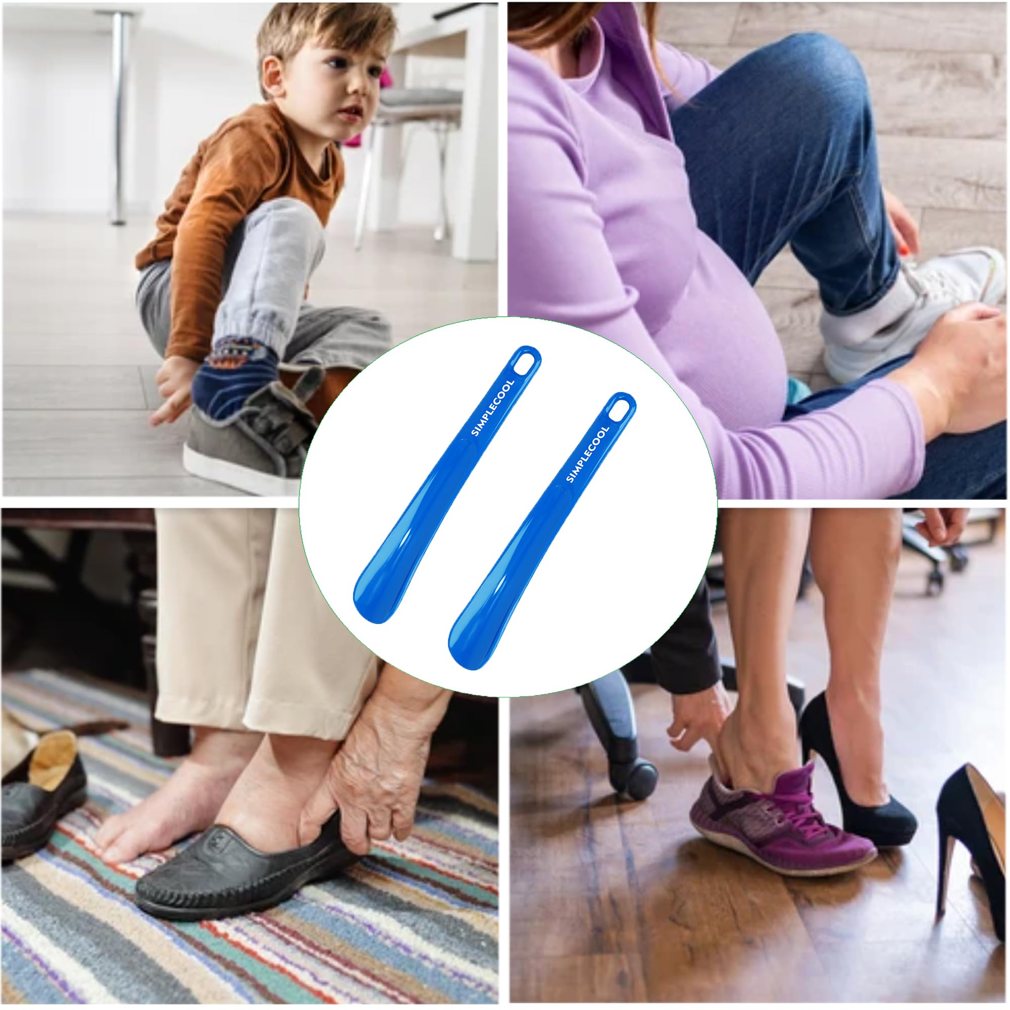 SIMPLECOOL Bocina de plástico para zapatos, cuernos portátiles de viaje. Cuchara duradera para zapatos para hombres, mujeres, personas mayores y niños., Azul/9.8 pulgadas, 25cm