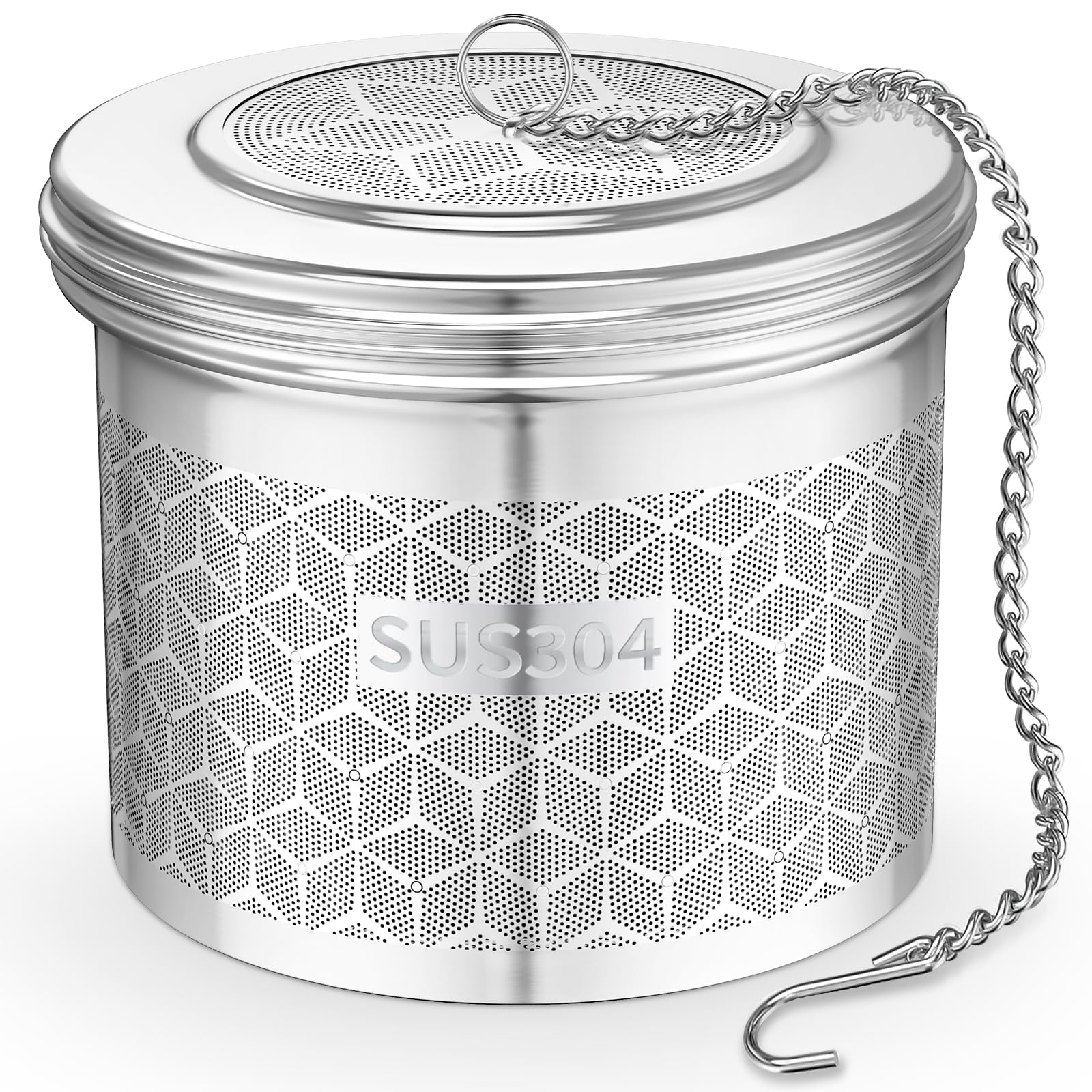 Yomanta Tea Strainer for Loose Tea Extra Large, Tea Infuser with Extended Chain & S-Hook, Tea Filter & Spice Strainer 304 Stainless Steel, Fine Mesh Spice Infuser for Cooking