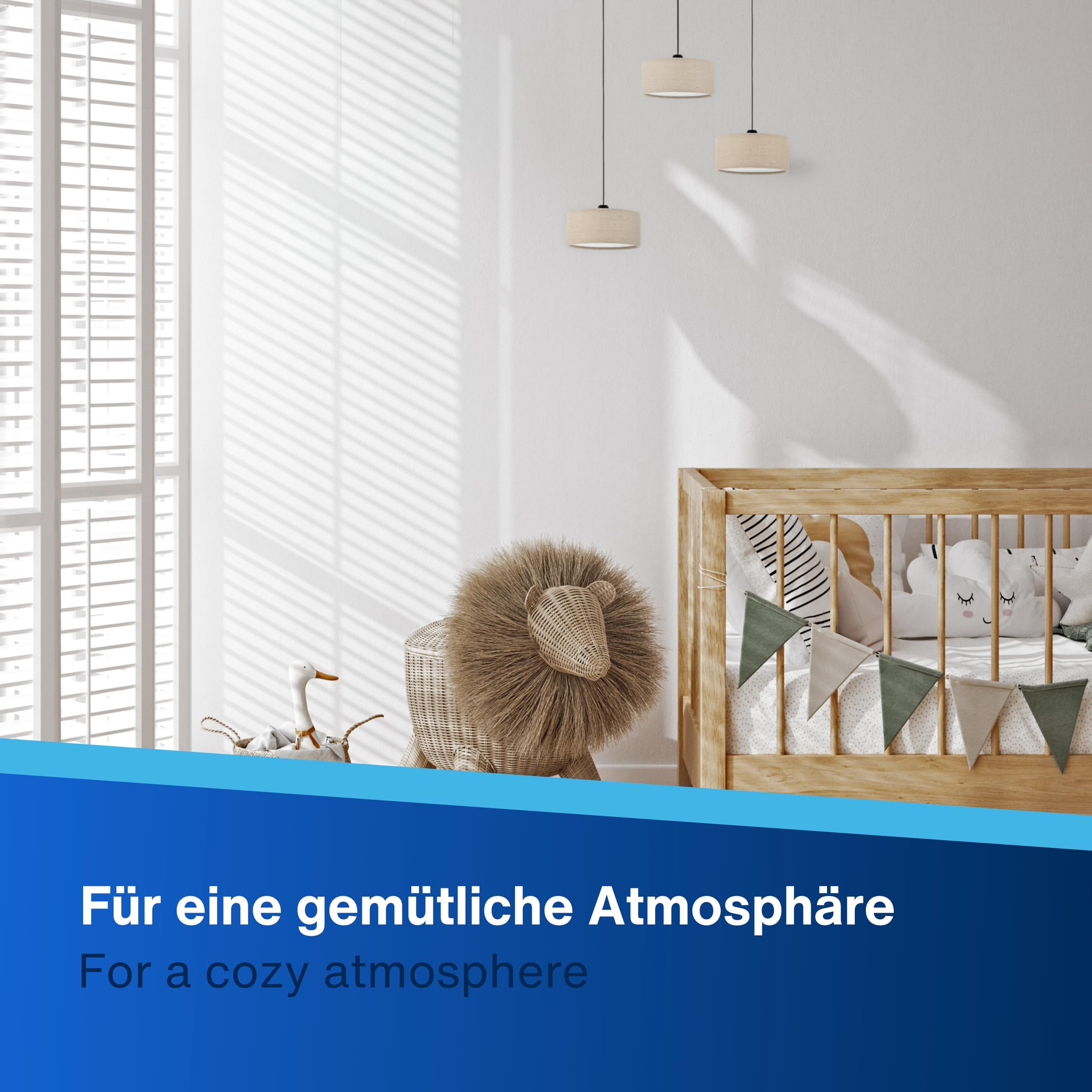 REV Pendelleuchte Akku - 120lm dimmbar 3 Farben, Timer 1-4h, höhenverstellbar (18-123cm), Hängeleuchte Wohnzimmer, Fernbedienung, Stoffschirm, taupe