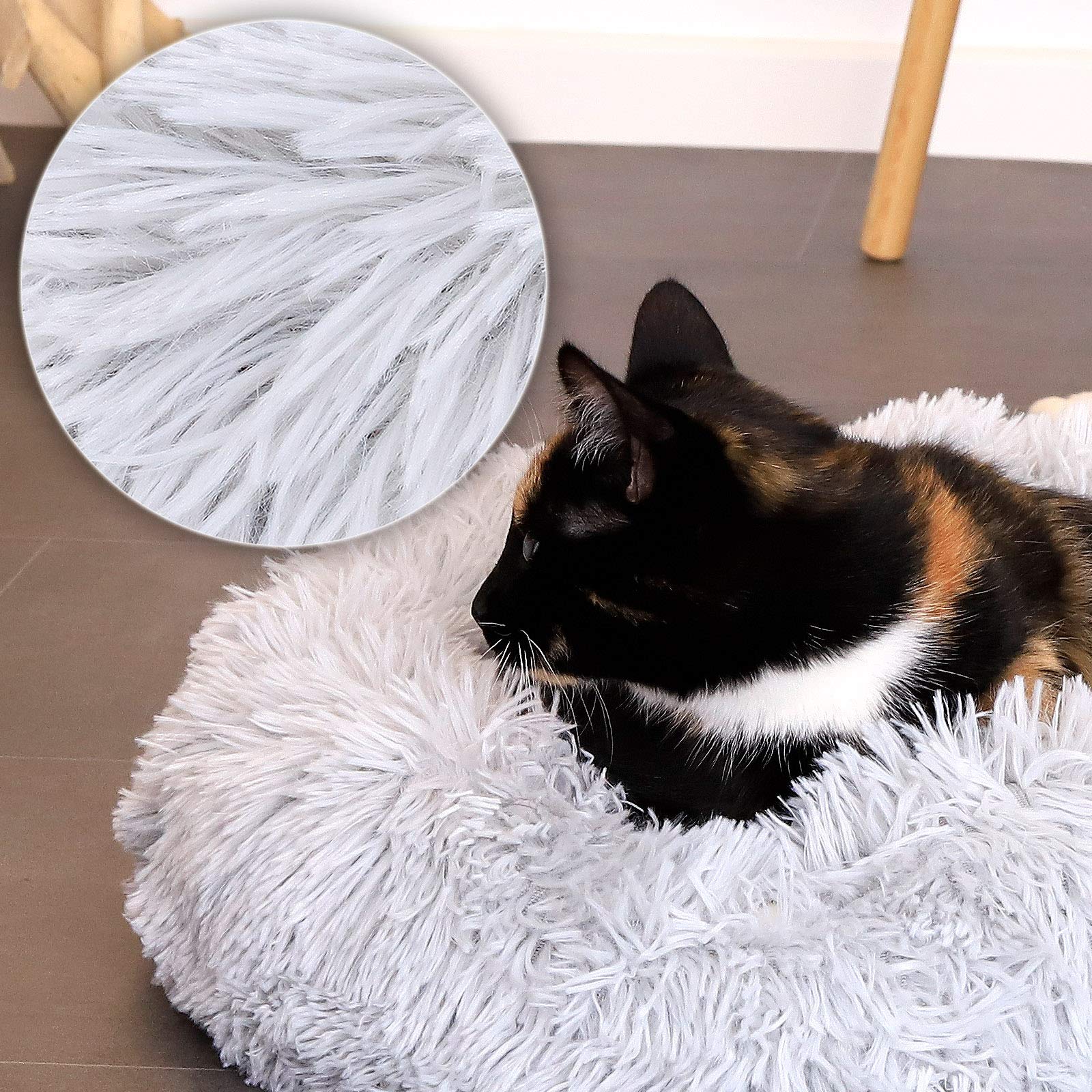 lionto Letto per Cani Rotondo Cuscino Gatti Letto Donut, (S) 40 cm Ø Grigio Chiaro