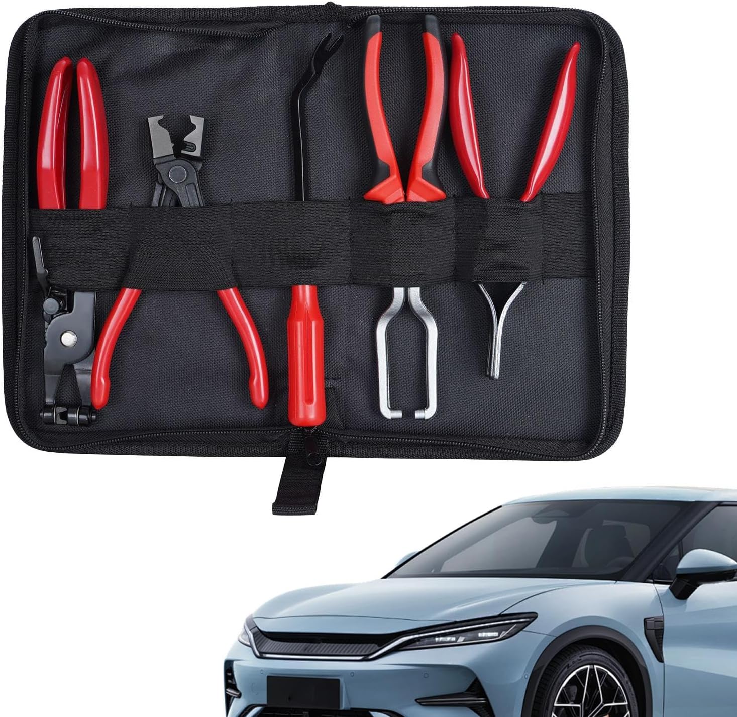 Hose Clamp Pliers Set - Non-Slip Automotive Repair Toolkit, Multi-Angle Coolant Line Grip Tools, Five-Piece Vehicle Service Equipment | Radiator Heater Coolant Handler for Truck Automotive SUV Sedan P