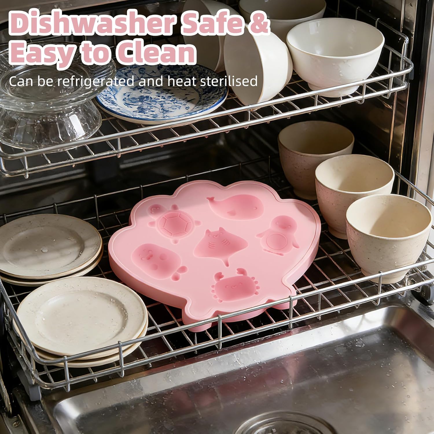 Fu Store Ice Cube Tray Shell Silicone Ice Cube Trays with Cute Marine Life Shapes Cubes Easy to Release Perfect for Freezer Home, Kitchen, Drinks, Cocktail, Coffee, Chocolate Mold (Pink)