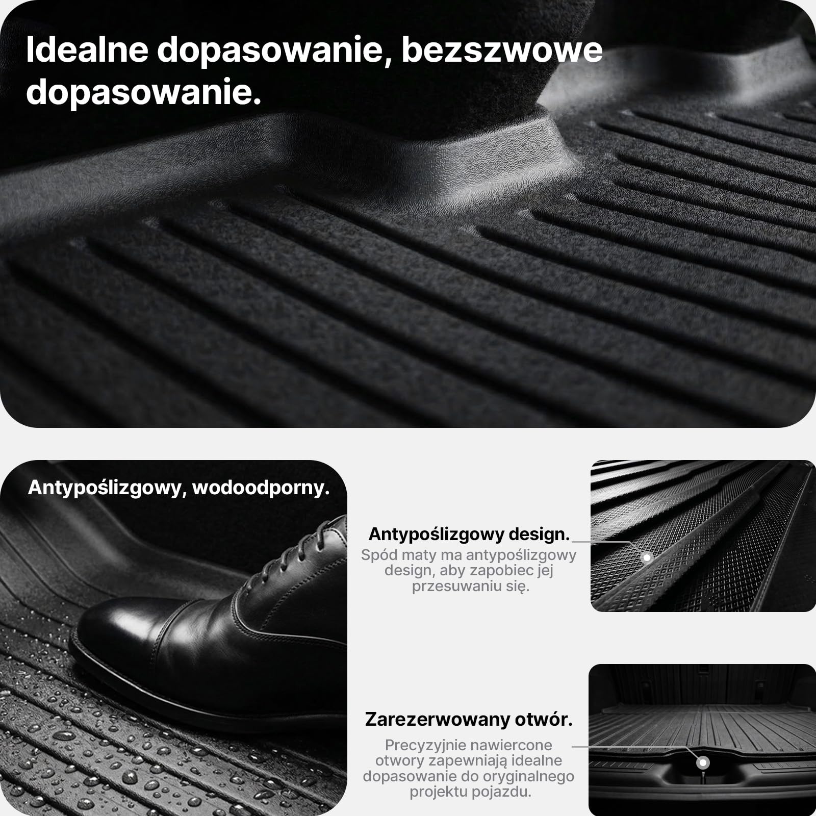 Zestaw 4 Dywaników i Maty Bagażnika do Tesla Model Y Juniper 2025 2026 (Standard/Premium/Performance), Dywaniki Samochodowe Całoroczne z TPE, Wodoodporne Antypoślizgowe Akcesoria Dywanikowe