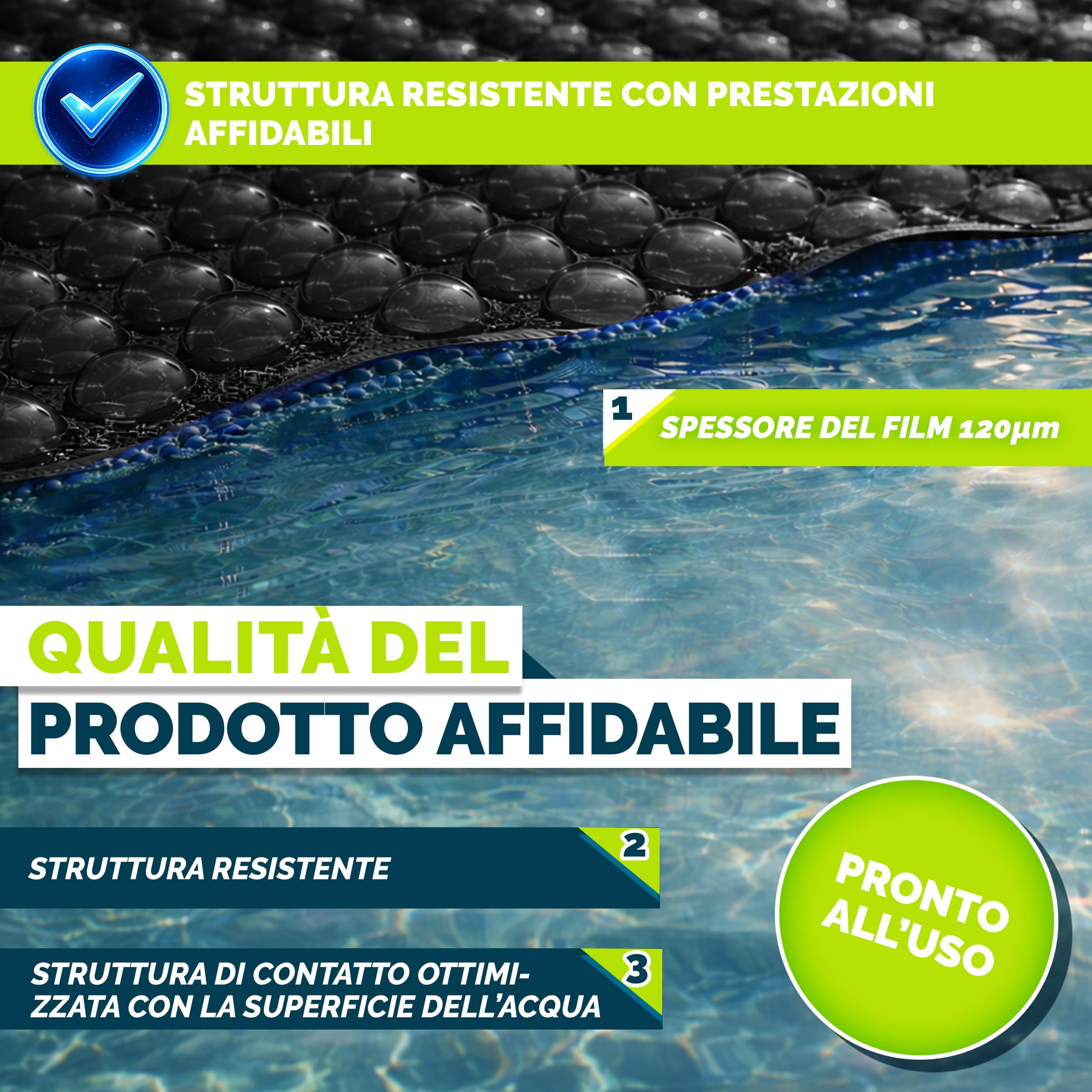 tillvex® Telone solare per piscina, rettangolare, 600 x 400 cm, pellicola solare ritagliabile | Telone solare da 120 µm, copertura solare per il riscaldamento dell'acqua, copertura solare per piscina
