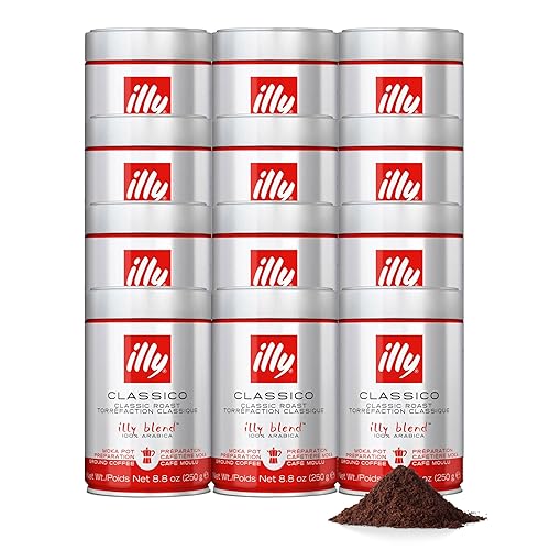 Miniatura 14 de illy Café expreso molido, tostado medio Classico, 100% arábica, café italiano de primera calidad, premolido para máquinas de espresso, 8.8 onzas
