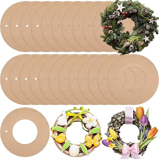 Sieral 40 Pieces Large Hanging Round Wreaths Round Christmas DIY Ornaments Wreath Form Bulk Cardboard Wreath Rings for DIY Craft Cardboard Circles for Halloween Christmas Wedding Decor (7.87 Inch)
