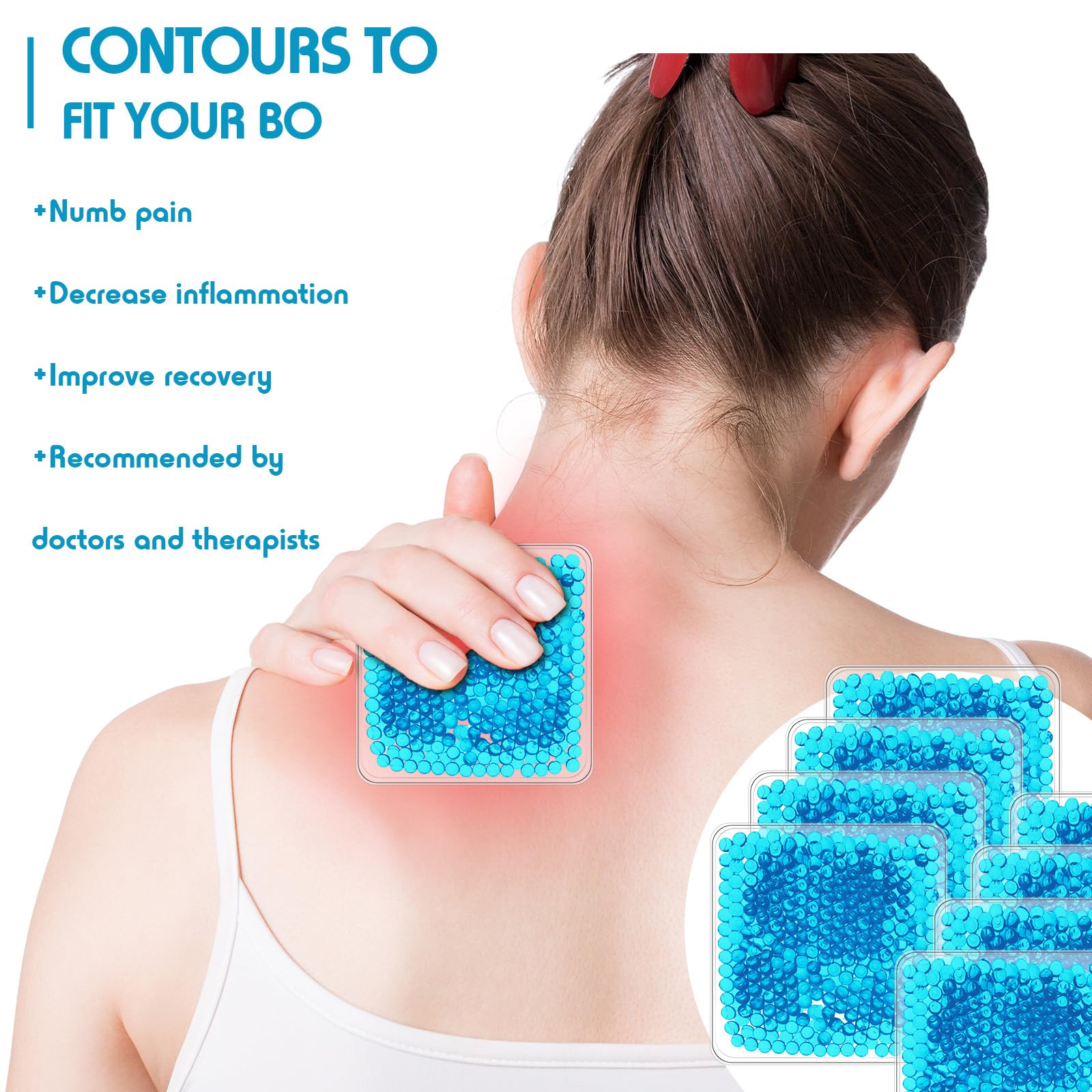 TrelaCo 100 paquetes de hielo de gel, paquetes de repuesto de gel reutilizables, paquetes de hielo caliente flexibles para rodilla, paquetes de hielo reutilizables para aliviar el dolor de ojos, cara,