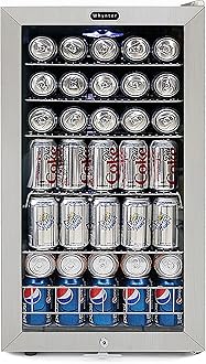 Whynter Beverage Refrigerator with Double-Layer Glass Door, 127-Can 3.1 Cu. Ft. Drink Mini Fridge with Lock, BR-128WS, Stainless Steel