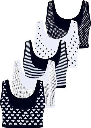 LOREZA 5 Girls Cotton Bras Training Sports Bra 8-15 Years
