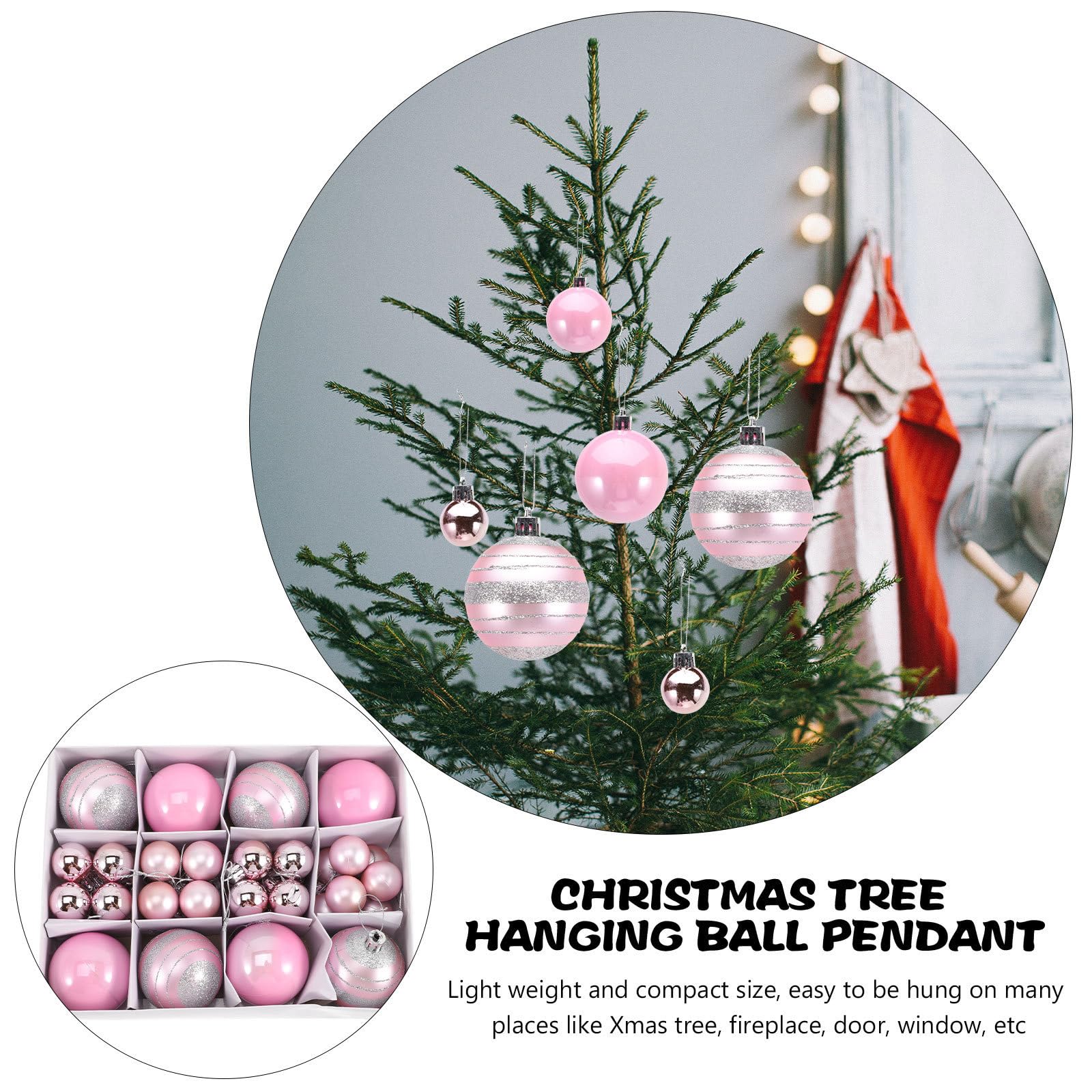 Gatuida 200 Pezzi Palline di Natale Rosa in Ps, Decorative e Sospendibili