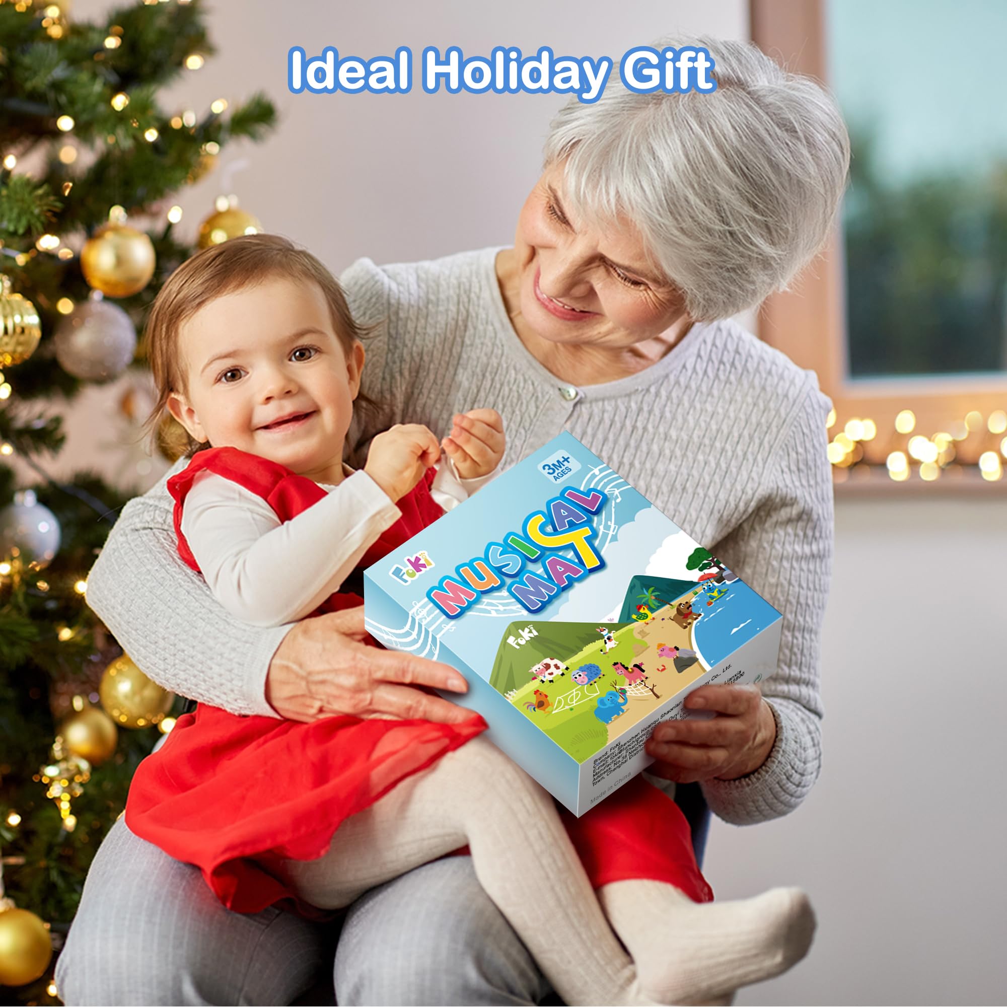 FOKI Toddler Toys Floor Piano Mat with 61 Animal Music Sounds, Baby Kid Sensory Educational Dancing Musical Keyboard Carpet Toy, Record Playback, for 1 to 5 Years Old Boy and Girl