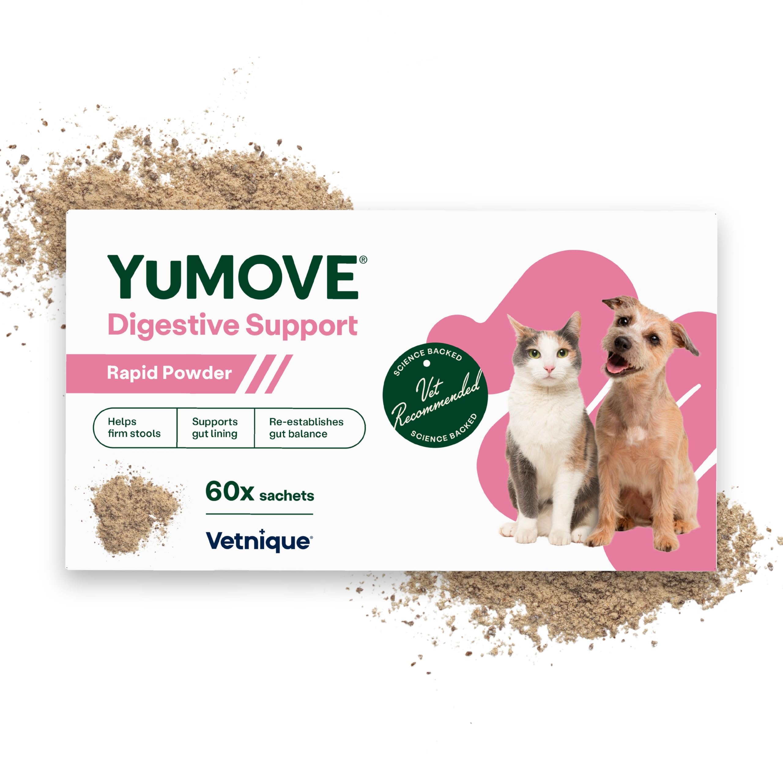 YuMOVE Digestive Care PLUS, Dogs & Cats Pre and Probiotics Supplement for Gut Health, Digestive Support Veterinary Strength with Fast-acting Ingredients, All Ages and Breeds, 6 Sachets
