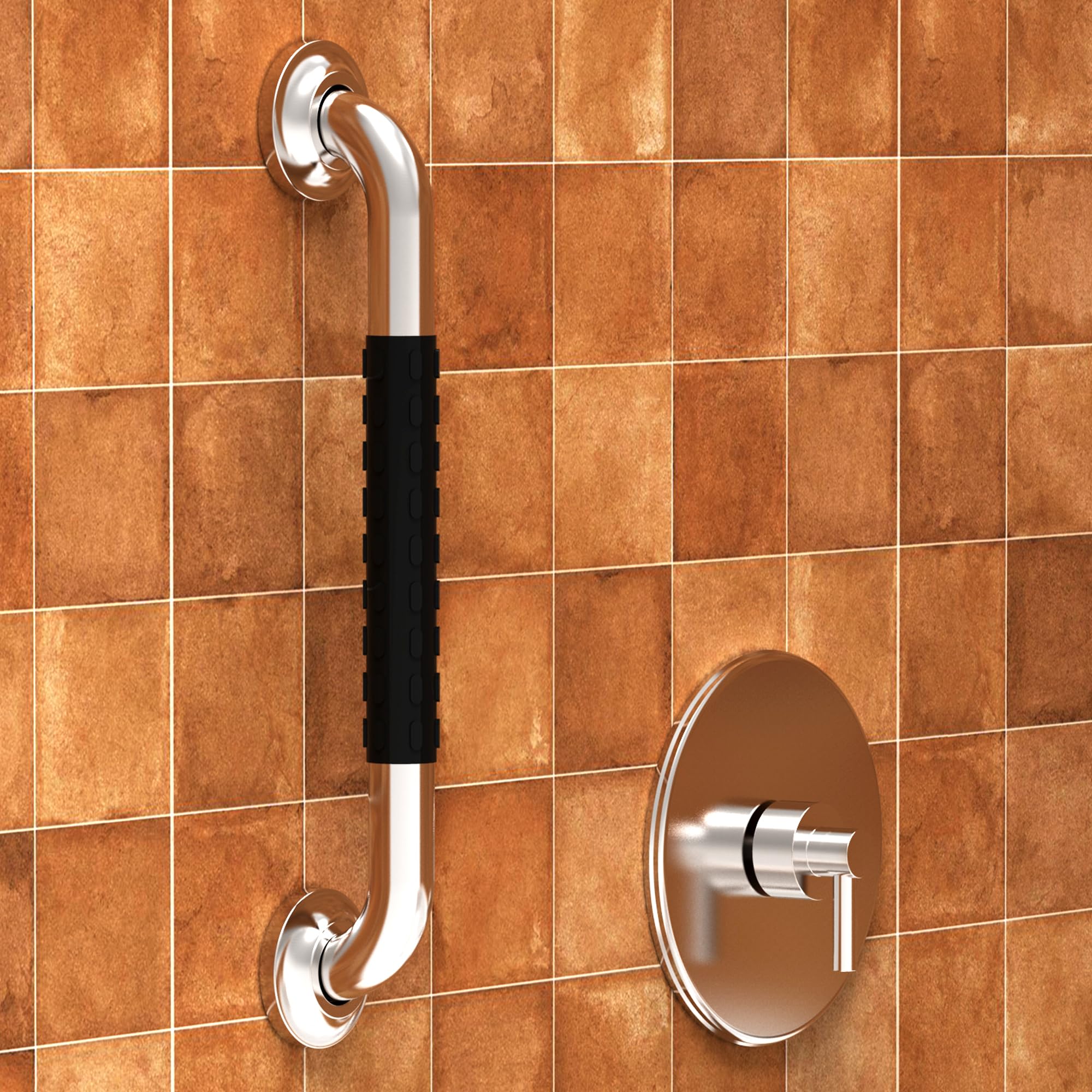 Barra di sicurezza per vasca da bagno, 40,6 cm, con impugnatura antiscivolo, capacità di carico ADA, capacità di carico 226,8 kg, nichel spazzolato
