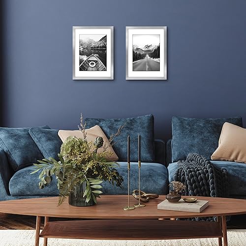 Vista 425 de Americanflat Portarretratos de 8 x 12 pulgadas con plexiglás pulido, juego de 2 portarretratos de 6 x 8 pulgadas con paspartú o para fotos de 8 x 12