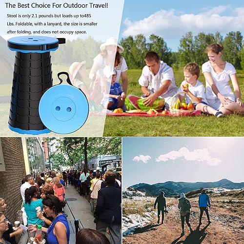 Miniatura 7 de ALEVMOOM Taburete telescópico mejorado con cojín de asiento y bolsa, taburete plegable retráctil para adultos, carga máxima de 500 libras, más