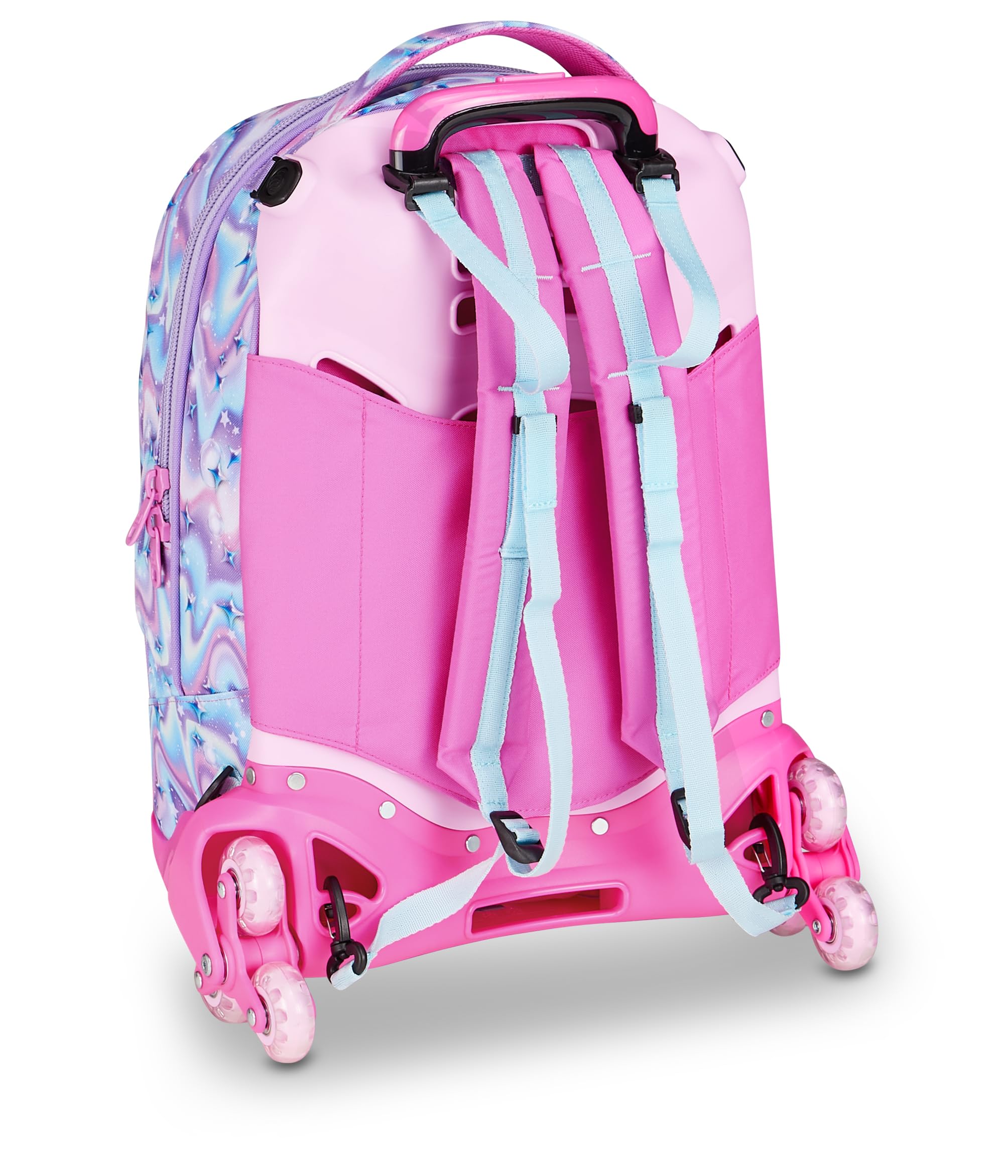 SJ GANG STYLE JAM GANG Trolley Scuola Jack 8 ruote GLOW LED UNICORN GIRL, Rosa, 34L, Scomponibile, Uso Zaino, Cross-over System, Spallacci a scomparsa, Tasca portaborraccia, Elementari e medie,Bambina