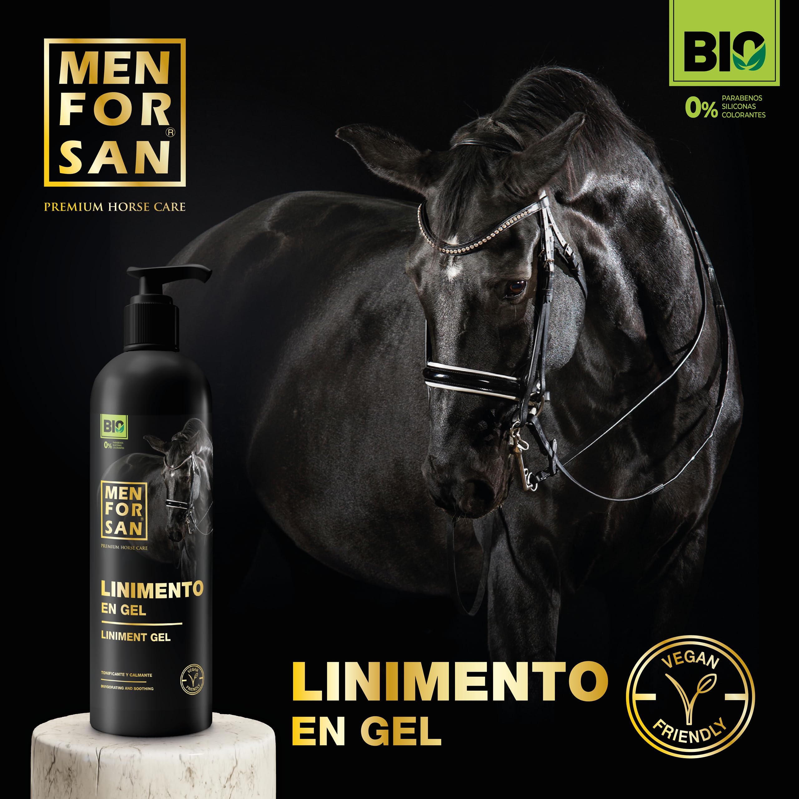 MENFORSAN Gel Liniment pour Chevaux, 500ml | Apaise et stimule Les Muscles | Vegan Friendly, 100% Natural | Premium Horse Care
